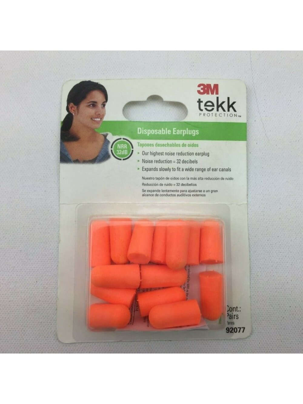 3M Tekk Disposable Earplugs Noise Reduction 32dB Orange Foam Contoured